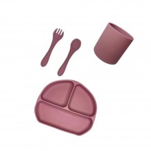 Set Tacamuri SIKS Diversificare Bebelusi, Din Silicon, Fara BPA, Farfurie Impartita, Cu Ventuza, Pahar, Lingurita, Furculita,...