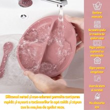 Set Tacamuri SIKS Diversificare Bebelusi, Din Silicon, Fara BPA, Farfurie Impartita, Cu Ventuza, Pahar, Lingurita, Furculita,...