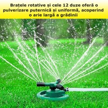 Aspersor Rotativ SIKS Pentru Gradina cu 3 Brate, Irigator De Gradina, 12 Duze Pulverizare, 360 Grade, Accesorii Conectivitate... Aspersor Rotativ SIKS Pentru Gradina cu 3 Brate, Irigator De Gradina, 12 Duze Pulverizare, 360 Grade, Accesorii Conectivitate...