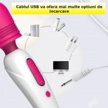 Vibrator Cu Cap Flexibil Pentru Stimulare Clitoris SIKS, Capat De Silicon, 10 moduri de vibratie, Masaj, Rezistent la apa, di...