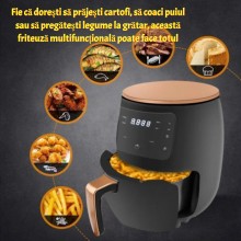 Friteuza Fara Ulei Cu Aer Cald SIKS, DIGITALA, 2400 W Functie De Coacere, Prajire 6l , Negru