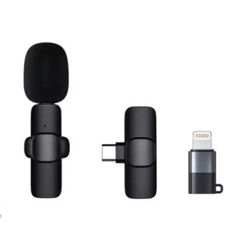 Microfon Lavaliera profesionala SIKS Wireless Compatibil Mufa Type C/ Iphone Lightning, Portabil Pentru Smartphone, Laptop, T...