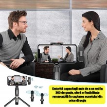 Microfon Lavaliera profesionala SIKS Wireless Compatibil Mufa Type C/ Iphone Lightning, Portabil Pentru Smartphone, Laptop, T...
