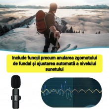 Microfon Lavaliera profesionala SIKS Wireless Compatibil Mufa Type C/ Iphone Lightning, Portabil Pentru Smartphone, Laptop, T...