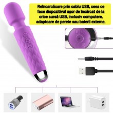 Vibrator Pentru Stimulare Intima SIKS, Silicon, 20 de Programe Vibratii, 8 Trepte de Viteza, Rezistent la apa, dimensiuni 20 ...
