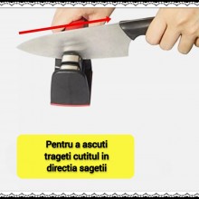Ascutitor Manual Pentru Cutite SIKS, 2 NIVELE, Negru/Rosu