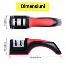 Ascutitor Manual Pentru Cutite SIKS, 2 NIVELE, Negru/Rosu