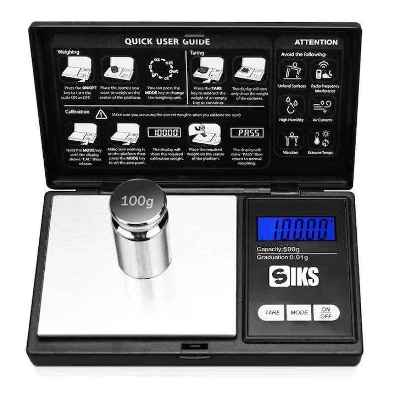 Cantar de bijuterii SIKS® cu afisaj digital 500 x 0,01, portabil, negru Cantar de bijuterii SIKS® cu afisaj digital 500 x 0,01, portabil, negru