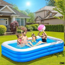 Piscina Gonflabila SIKS Pentru Adulti XXL, De Exterior / Gradina, Model Familie, Dimensiuni 305 x 182 x 56 cm, 3 Inele Gonfla...