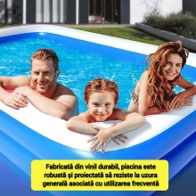 Piscina Gonflabila SIKS Pentru Adulti XXL, De Exterior / Gradina, Model Familie, Dimensiuni 305 x 182 x 56 cm, 3 Inele Gonfla...