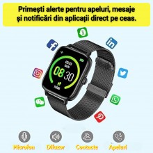 Ceas Smartwatch SIKS, Termometru, Saturatie Oxigen, Ritm Cardiac, Tensiune Arteriala, Notificari, Pedometru, Monitorizare som... Ceas Smartwatch SIKS, Termometru, Saturatie Oxigen, Ritm Cardiac, Tensiune Arteriala, Notificari, Pedometru, Monitorizare som...