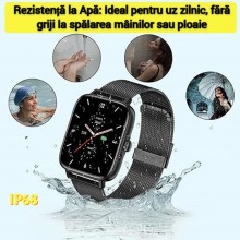 Ceas Smartwatch SIKS, Termometru, Saturatie Oxigen, Ritm Cardiac, Tensiune Arteriala, Notificari, Pedometru, Monitorizare som... Ceas Smartwatch SIKS, Termometru, Saturatie Oxigen, Ritm Cardiac, Tensiune Arteriala, Notificari, Pedometru, Monitorizare som...