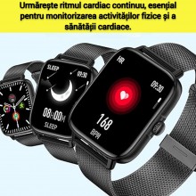 Ceas Smartwatch SIKS, Termometru, Saturatie Oxigen, Ritm Cardiac, Tensiune Arteriala, Notificari, Pedometru, Monitorizare som... Ceas Smartwatch SIKS, Termometru, Saturatie Oxigen, Ritm Cardiac, Tensiune Arteriala, Notificari, Pedometru, Monitorizare som...