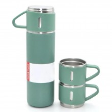 Set Sticla Termos SIKS Din Inox Cu 2 Cani Extra, Cu Perete Dublu, Inchidere Ermetica, Rezistent la Rugina si la Scurgeri, Cap...