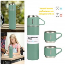 Set Sticla Termos SIKS Din Inox Cu 2 Cani Extra, Cu Perete Dublu, Inchidere Ermetica, Rezistent la Rugina si la Scurgeri, Cap... Set Sticla Termos SIKS Din Inox Cu 2 Cani Extra, Cu Perete Dublu, Inchidere Ermetica, Rezistent la Rugina si la Scurgeri, Cap...