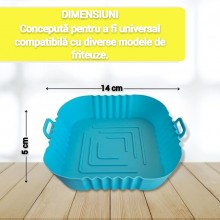 Tava De Protectie Din Silicon SIKS, Pentru Air Fryer, Universala, Pentru Friteuza, Prajit, Copt, Reutilizabila, Patrata, Alba...