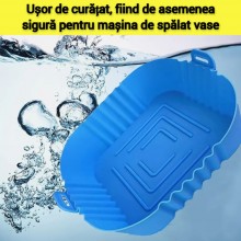 Tava De Protectie Din Silicon SIKS, Pentru Air Fryer, Universala, Pentru Friteuza, Prajit, Copt, Reutilizabila, Patrata, Alba...