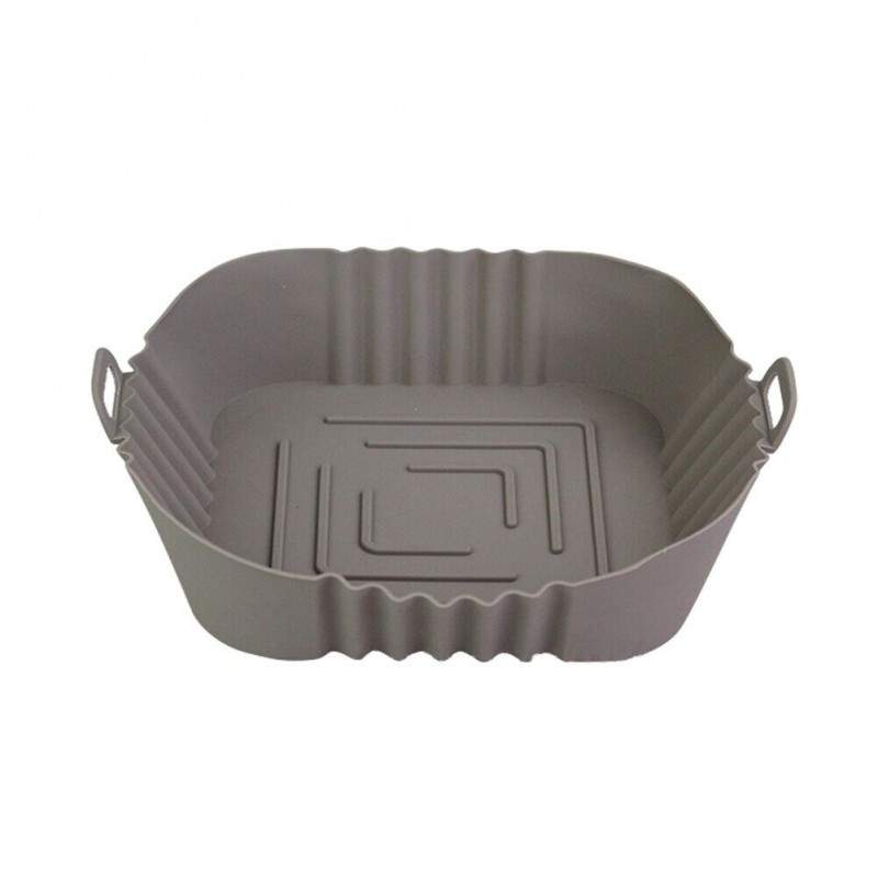 Tava De Protectie Din Silicon SIKS, Pentru Air Fryer, Universala, Pentru Friteuza, Prajit, Copt, Reutilizabila, Patrata, Gri