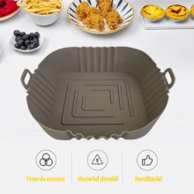 Tava De Protectie Din Silicon SIKS, Pentru Air Fryer, Universala, Pentru Friteuza, Prajit, Copt, Reutilizabila, Patrata, Gri