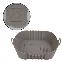 Tava De Protectie Din Silicon SIKS, Pentru Air Fryer, Universala, Pentru Friteuza, Prajit, Copt, Reutilizabila, Patrata, Gri
