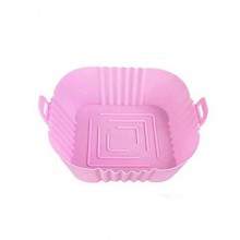 Tava De Protectie Din Silicon SIKS, Pentru Air Fryer, Universala, Pentru Friteuza, Prajit, Copt, Reutilizabila, Patrata, Roz