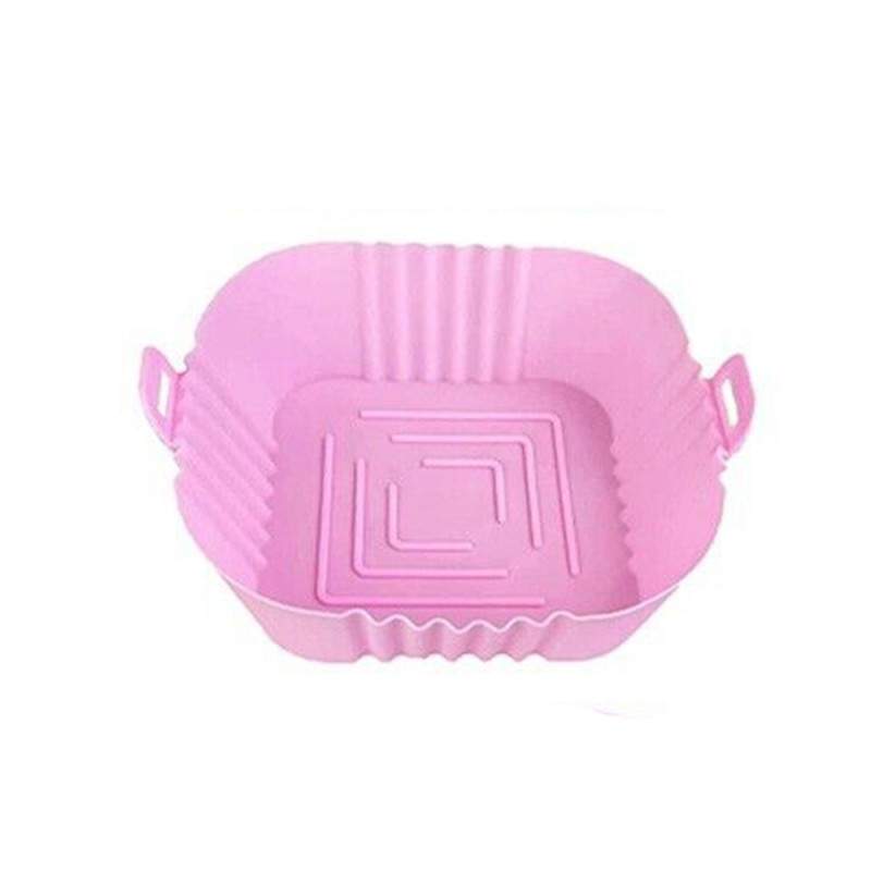 Tava De Protectie Din Silicon SIKS, Pentru Air Fryer, Universala, Pentru Friteuza, Prajit, Copt, Reutilizabila, Patrata, Roz