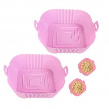 Tava De Protectie Din Silicon SIKS, Pentru Air Fryer, Universala, Pentru Friteuza, Prajit, Copt, Reutilizabila, Patrata, Roz