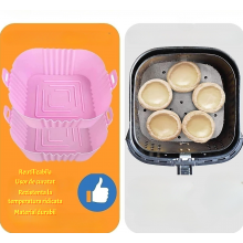 Tava De Protectie Din Silicon SIKS, Pentru Air Fryer, Universala, Pentru Friteuza, Prajit, Copt, Reutilizabila, Patrata, Roz