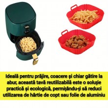 Tava De Protectie Din Silicon SIKS, Pentru Air Fryer, Universala, Pentru Friteuza, Prajit, Copt, Reutilizabila, Patrata, Rosu