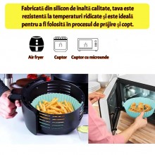 Tava De Protectie Din Silicon SIKS, Pentru Air Fryer, Universala, Pentru Friteuza, Prajit, Copt, Reutilizabila, Albastra