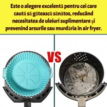 Tava De Protectie Din Silicon SIKS, Pentru Air Fryer, Universala, Pentru Friteuza, Prajit, Copt, Reutilizabila, Albastra