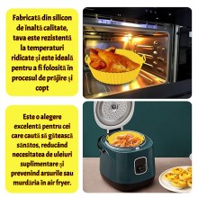 Tava De Protectie Din Silicon SIKS, Pentru Air Fryer, Universala, Pentru Friteuza, Prajit, Copt, Reutilizabila, Rotunda, 16 x...