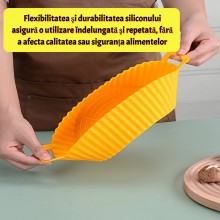 Tava De Protectie Din Silicon SIKS, Pentru Air Fryer, Universala, Pentru Friteuza, Prajit, Copt, Reutilizabila, Rotunda, 16 x...