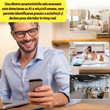 Mini Camera Spion WiFi Full HD 1080p SIKS, Unghi Larg, Detectare Cu AI A Miscarii Umane, Dispozitiv Spionaj Cu Aplicatie Pe M...