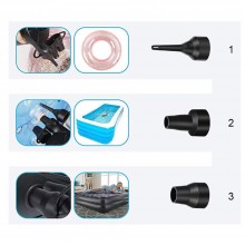 Pompa Electrica SIKS Pentru Umflat Si Dezumflat Saltele, 3 Duze, ,240 V, Buton On / Off, Portabil, Negru