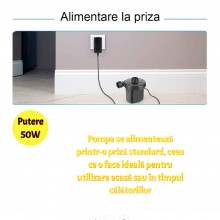 Pompa Electrica SIKS Pentru Umflat Si Dezumflat Saltele, 3 Duze, ,240 V, Buton On / Off, Portabil, Negru