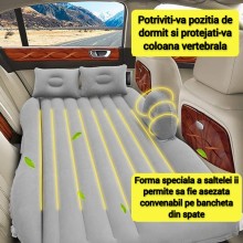 Saltea Auto SIKS Gonflabila Pentru Bancheta, 2 Perne Incluse Si Pompa, GRI Saltea Auto SIKS Gonflabila Pentru Bancheta, 2 Perne Incluse Si Pompa, GRI