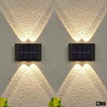Set 2 Lampi Solare Decorative SIKS De Perete / Gradina, 4 LED SMD, Cu Senzor Lumina, Buton On/Off, Rezistente La Apa IP65, 20...