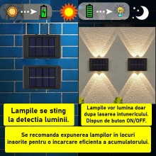 Set 2 Lampi Solare Decorative SIKS De Perete / Gradina, 4 LED SMD, Cu Senzor Lumina, Buton On/Off, Rezistente La Apa IP65, 20... Set 2 Lampi Solare Decorative SIKS De Perete / Gradina, 4 LED SMD, Cu Senzor Lumina, Buton On/Off, Rezistente La Apa IP65, 20...