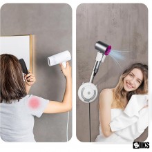 Suport Rotativ SIKS Pentru Uscatorul De Par, Unghi Reglabil, Rotație De 360 De Grade, Autoadeziv, Rezistenta Puternica, 127 x 40