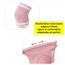 Genunchiere SIKS Din Bumbac Pentru Bebelusi, Pentru Protectie Zgarieturi, Cu Silicon, Antialunecare, Marime Unica 0-36 Luni, Roz
