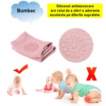 Genunchiere SIKS Din Bumbac Pentru Bebelusi, Pentru Protectie Zgarieturi, Cu Silicon, Antialunecare, Marime Unica 0-36 Luni, Roz