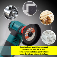 Mini Flex Electric Portabil SIKS Cu Acumulator, Polizor Unghiular Cu Disc 76 MM, Design Compact, Autonomie Mare, 750W, 2 Acum... Mini Flex Electric Portabil SIKS Cu Acumulator, Polizor Unghiular Cu Disc 76 MM, Design Compact, Autonomie Mare, 750W, 2 Acum...