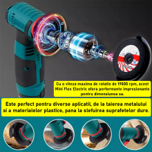 Mini Flex Electric Portabil SIKS Cu Acumulator, Polizor Unghiular Cu Disc 76 MM, Design Compact, Autonomie Mare, 750W, 2 Acum... Mini Flex Electric Portabil SIKS Cu Acumulator, Polizor Unghiular Cu Disc 76 MM, Design Compact, Autonomie Mare, 750W, 2 Acum...