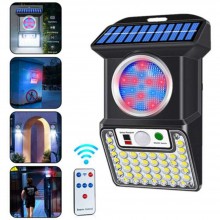 Lampa Solara De Perete SIKS Cu Senzor De Miscare Si Telecomanda, Functionare Simultana Sau Separata Culori, 43 De Leduri Albe...