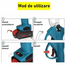 Foarfeca Electrica Automata Portabila SIKS Cu Acumulatori, Pentru Gradina Sau Vie, Lama Din Otel Carbon, Baterie 5000mAh, 2 A... Foarfeca Electrica Automata Portabila SIKS Cu Acumulatori, Pentru Gradina Sau Vie, Lama Din Otel Carbon, Baterie 5000mAh, 2 A...