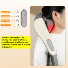 Aparat De Masaj SIKS Cu Role Shiatsu, Pentru Zona Cervicală, Gat, Umeri, Lombar, Dispozitiv De Masaj Pentru Spate Cu Incalzir...