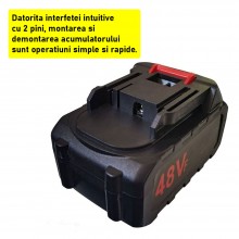 Acumulator De Rezerva 48V Cu 2 PINI Compatibil Cu Motocoasa SIKS, Masina De Tuns Iarba, Drujba, Mini Fierastrau, Aparat De Sp... Acumulator De Rezerva 48V Cu 2 PINI Compatibil Cu Motocoasa SIKS, Masina De Tuns Iarba, Drujba, Mini Fierastrau, Aparat De Sp...