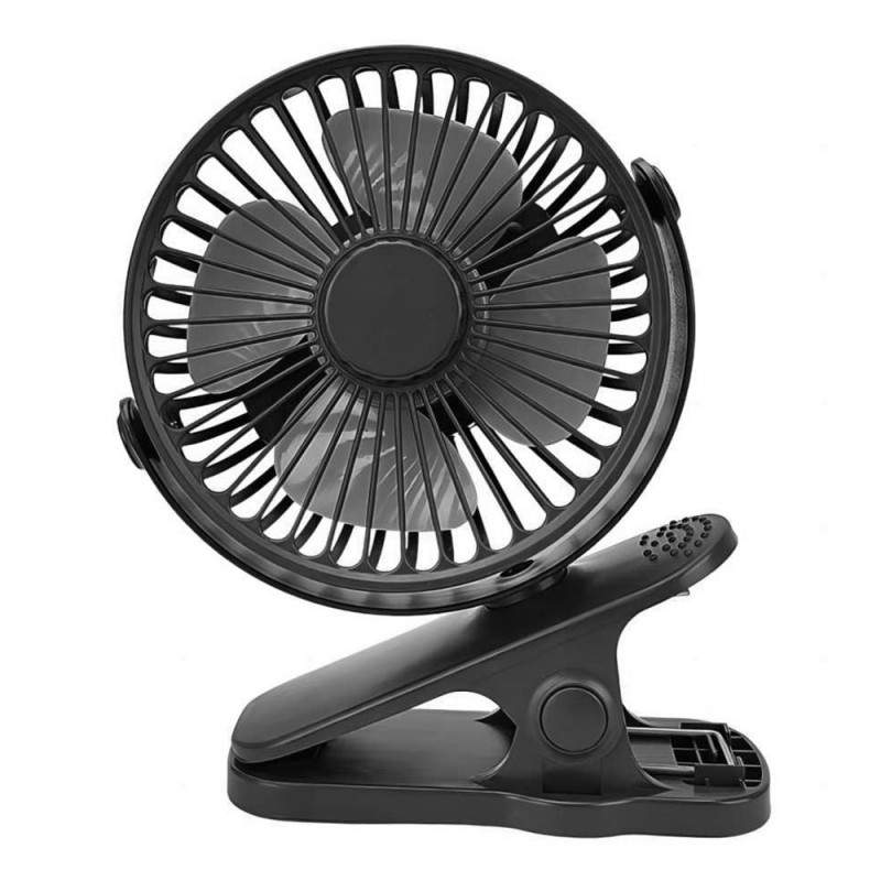 Ventilator Portabil SIKS Cu Clips, Pentru Birou / Sezlong / Carucior, Cu Acumulator Reincarcabil USB, Diametru 11 Cm, 3 Vitez...