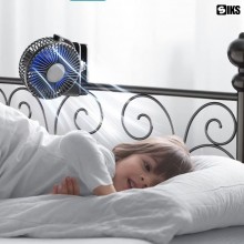Ventilator Portabil SIKS Cu Clips, Pentru Birou / Sezlong / Carucior, Cu Acumulator Reincarcabil USB, Diametru 11 Cm, 3 Vitez...